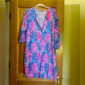 NWT Lilly Pulitzer Dress. Borealis Blue Tropic Down Low. Size XL.